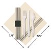 Caterwrap 8" x 4" Pre-rolled Black Dinner Napkins and EarthWise Cutlery PK 100 PK 120012